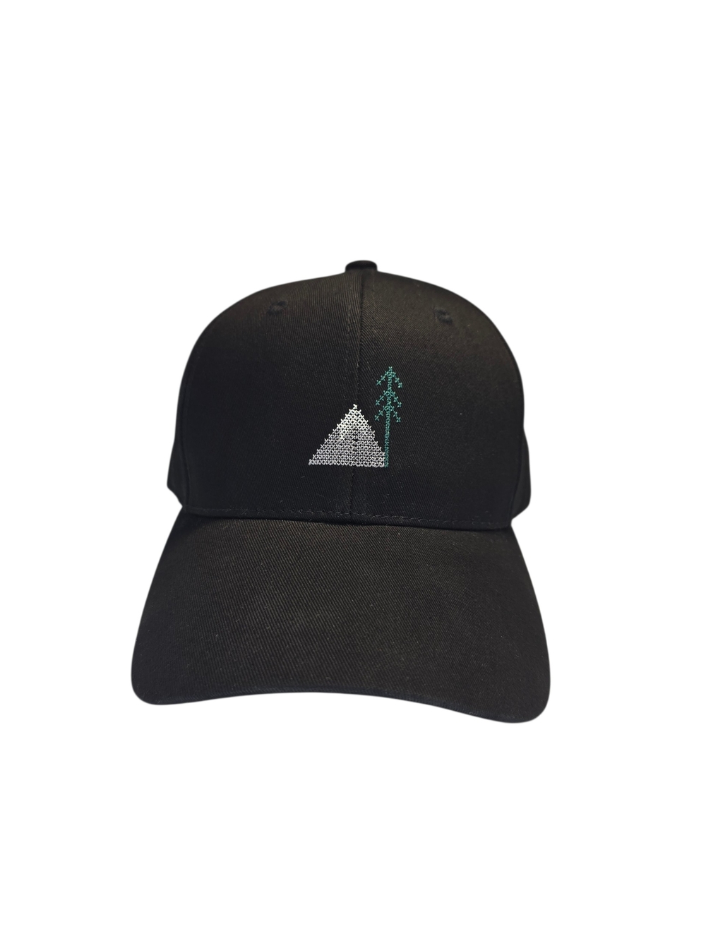 tentree Peak Black Adjustable Cap with White Mountain & Green Tree Embroidery